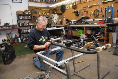 Nelson working on the Arctic Cat el tigre CC skidframe