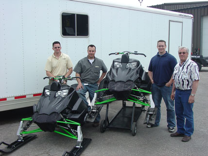 Brian (second from left) with a prototype of the 2008 Sno Pro