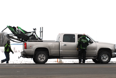Davis's sled loaded at the first fuel stop