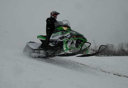 Cal moving up to the Arctic Cat Sno Pro 500 (and still ripping).