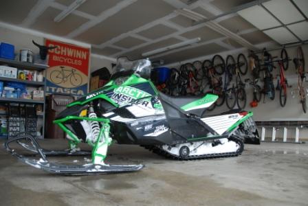 Suspension packed with snow on the Arctic Cat Sno Pro...looking good!