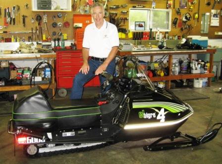 Brian Nelson with a raffle replica of his 1978 I-500-winning Arctic Cat El Tigre Cross-Country