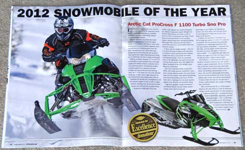 2012 Arctic Cat F1100 Turbo Sno Pro is the Sled of the Year
