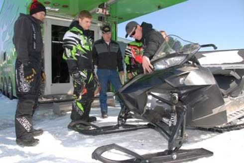 Testing the prototype Arctic Cat Sno Pro race sled