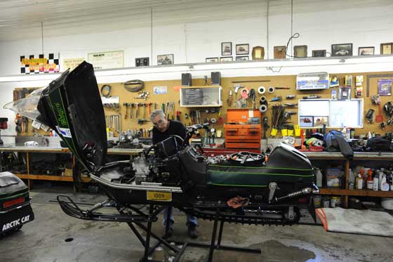 Brian Nelson is race-prepping an Arctic Cat Cross-Country El Tigre