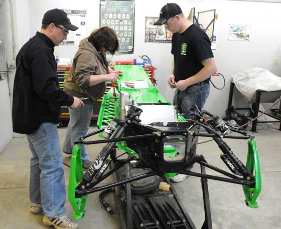 Brian Dick, Michelle McCraw and Zane in Arctic Cat Engineering