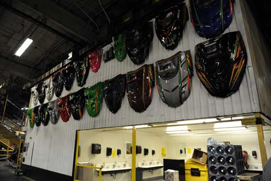 Arctic Cat hood art at the factory in TRF