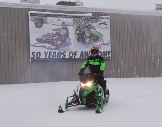Arctic Cat's Roger Skime makes his first tracks of the season