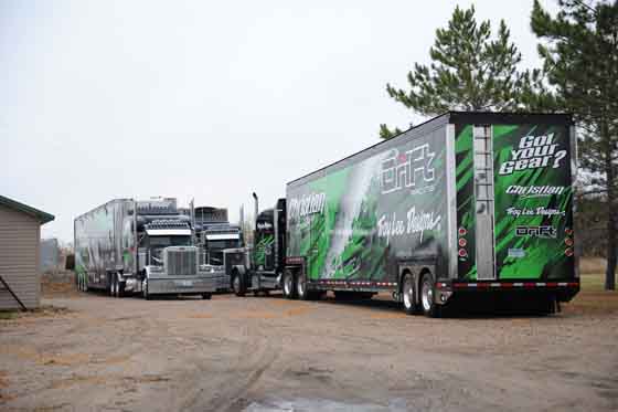 Christian Bros. Racing trucks in Fertile