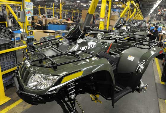Arctic Cat ATVs on the production line