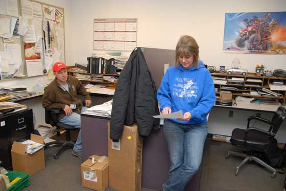 Mike Kloety and Dawn Haugen discuss Team Arctic racer applications. 