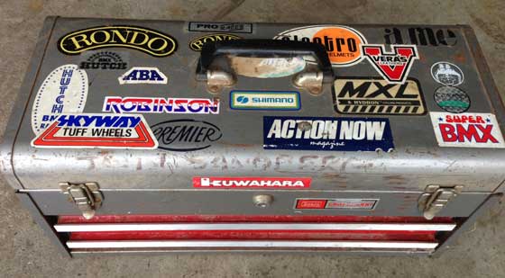 Toolbox decal collection from the 1980s BMX era