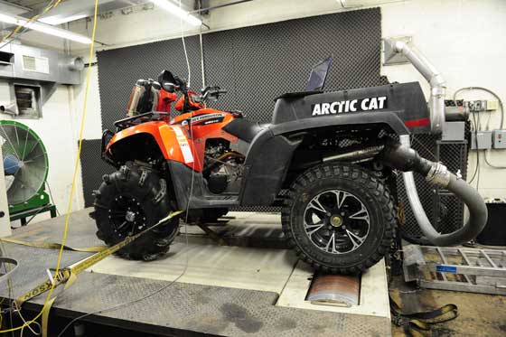 Arctic Cat TBX on a chassis dyno. Photo by ArcticInsider.com