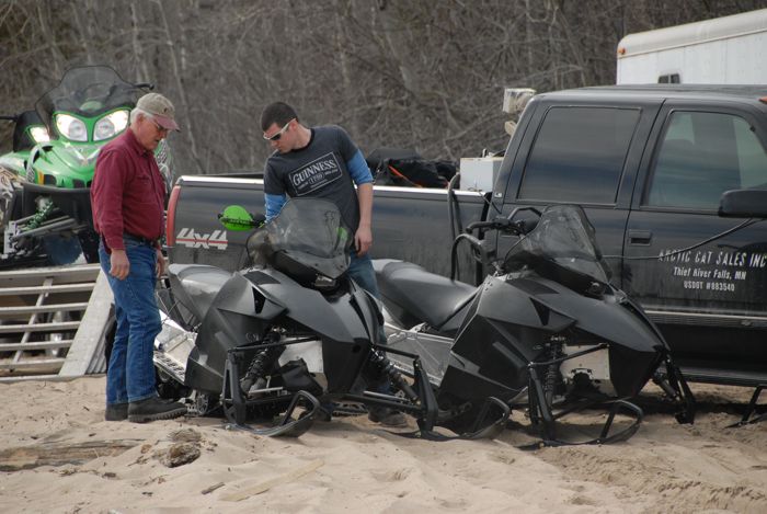 Arctic Cat's Larry Coltom & Ryan Hayes with prototypes in 2010. Photo by ArcticInsider.com