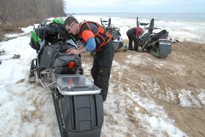 Arctic Cat's Larry Coltom and Ryan Hayes testing prototype sleds in 2010. Photo by ArcticInsider.com