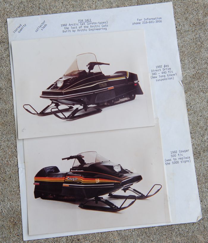 Espeseth's sales sheet for the 1982 Arctic Cat prototypes