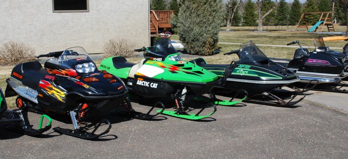 The Scott Watters collection of Arctic Cat snowmobiles.