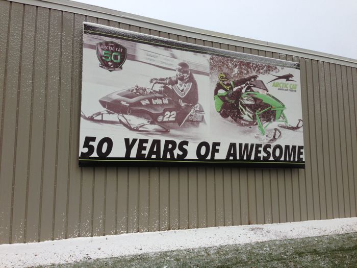 A nice first dusting of snow at Arctic Cat for the winter of 2013-14.
