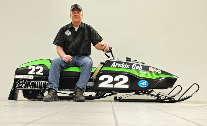 Larry Coltom and the 1976 Arctic Cat Sno Pro 440X. Photo by ArcticInsider.com