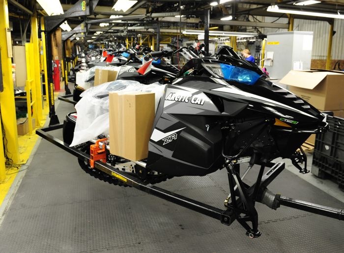 2014 Arctic Cat ZR7000 on the assembly line. Photo by ArcticInsider.com
