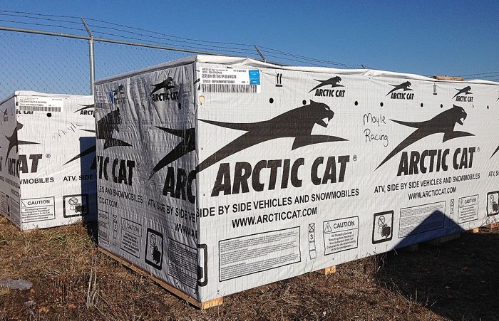 Gary Moyle's crated 2014 Arctic Cats. 