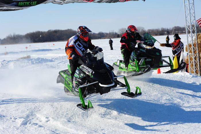 Team Arctic's Ryan Simons race-testing his Soo 500 sled. 