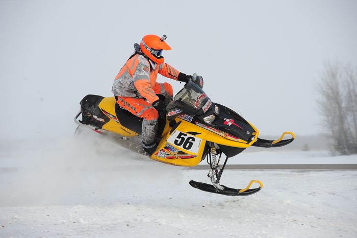2014 USXC I-500 cross-country snowmobile ditch crash. Photo by ArcticInsider.com