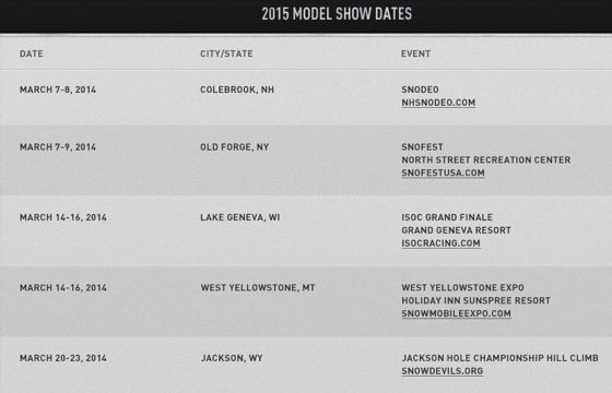 2015 Arctic Cat snowmobile spring show schedule
