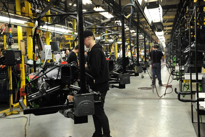 2015 Arctic Cat M model on the assembly line. Photo by ArcticInsider.com