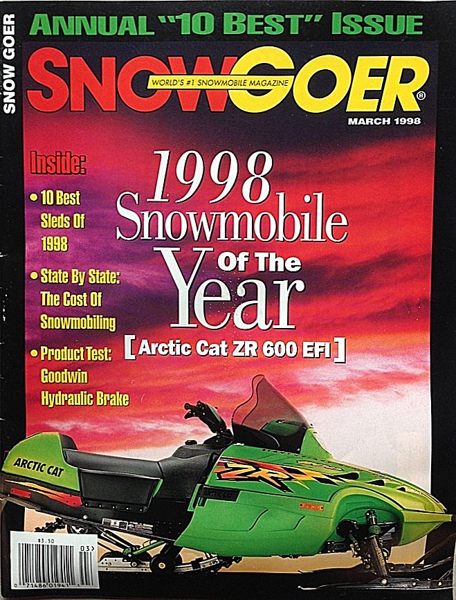 1998 Arctic Cat ZR600 wins Sled of the Year from Snow Goer magazine.