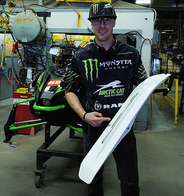 Tucker Hibbert and the TH edition 2015 Arctic Cat ZR 6000 RR production.