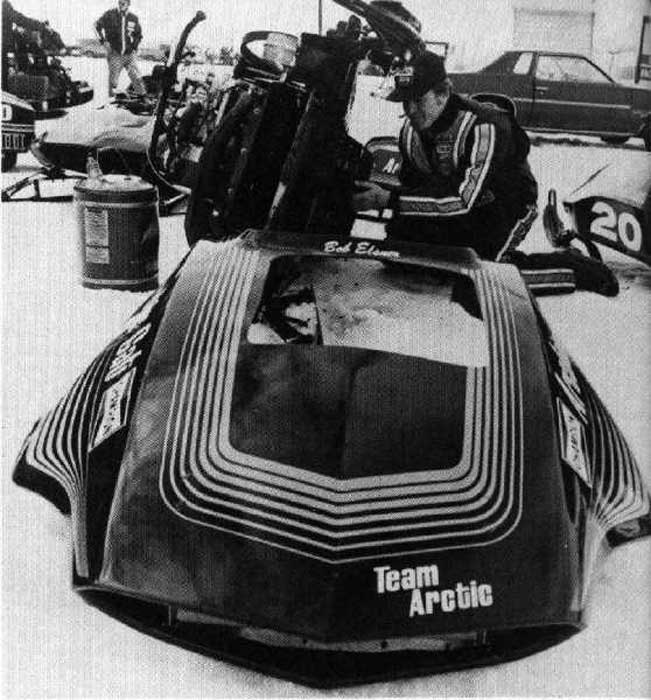 Bob Elsner with his 1976 Arctic Cat Sno Pro racer.