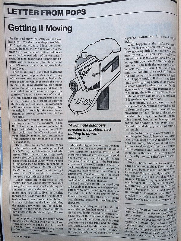 C.J. Ramstad's Pop Quiz story from Snowmobile magazine, Nov. 1984