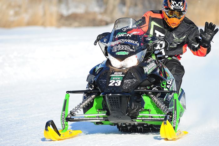 Like a true turkey, Team Arctic Cat's Brian Dick waves to his fan. Photo by ArcticInsider.com