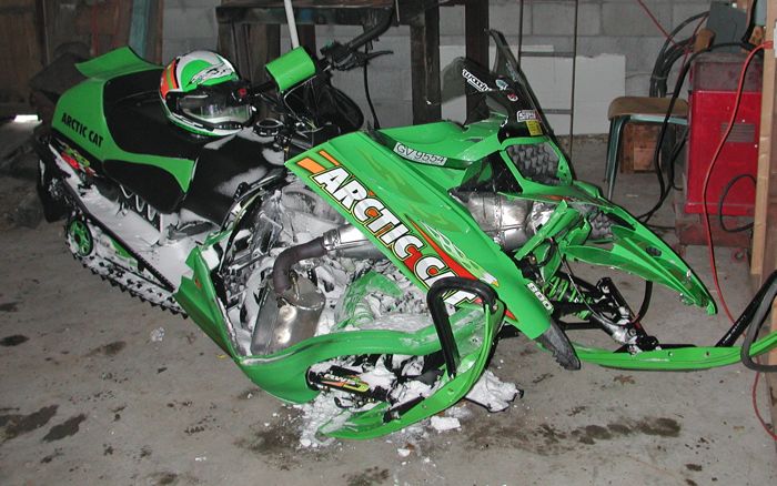The sound of a crashed Arctic Cat.