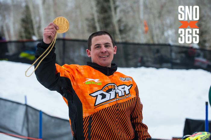 Team Arctic Cat's Ryan Simons wins X Games Gold in Hillcross. Photo by SnoX365