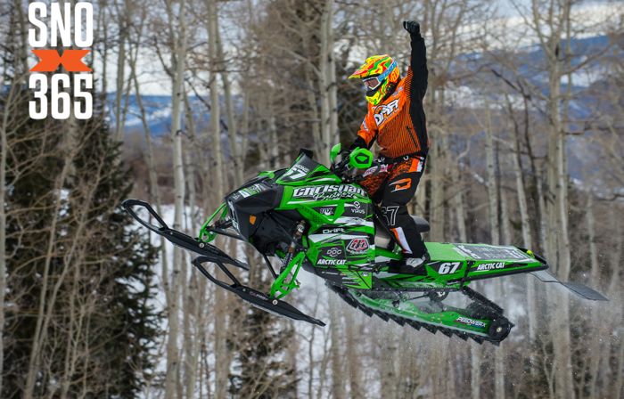 Team Arctic Cat's Ryan Simons wins X Games Gold in Hillcross. Photo by SnoX365