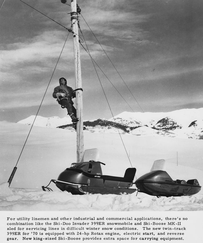 TGIF: vintage snowmobile electrical utility worker.
