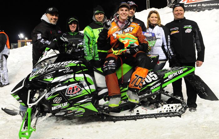 Team Arctic/Christian Bros. Racing Tyler Adams surrounded by team. Photo by ArcticInsider.com