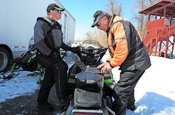 Arctic Cat snowmobile engineers Bart Magner (L) and Dave Sabo. Photo by ArcticInsider.com