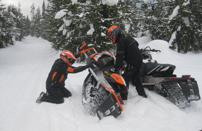 Arctic Cat engineer Bart Magner testing snowmobiles in Idaho. Photo by ArcticInsider.com