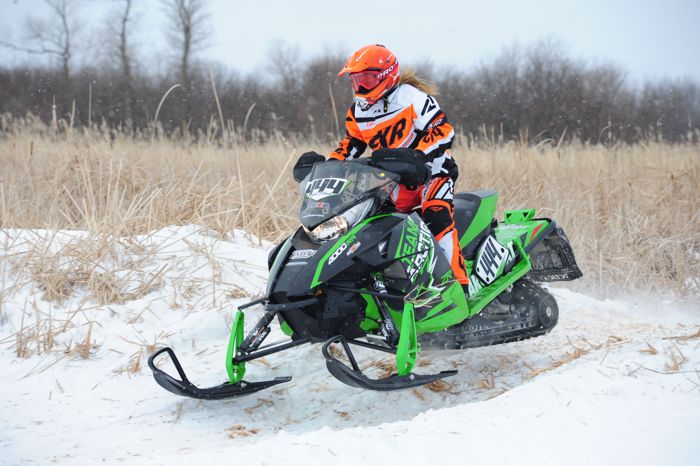 Arctic Cat racer Lydia Sobek wins in Warroad. Photo by ArcticInsider.com