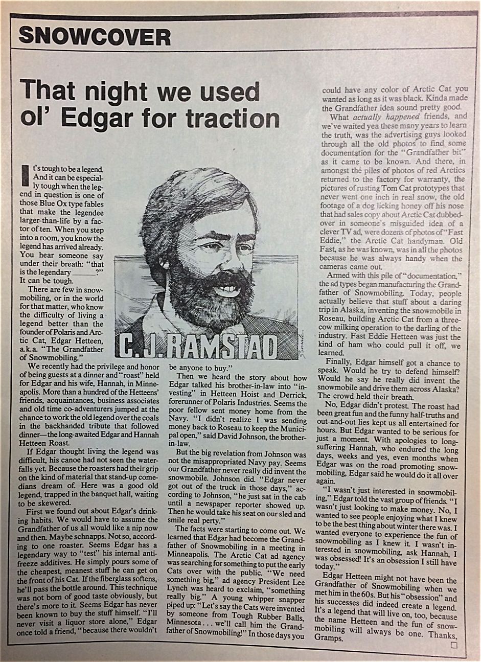 C.J. Ramstad column from Jan-Feb 1982 Snowmobile Magazine