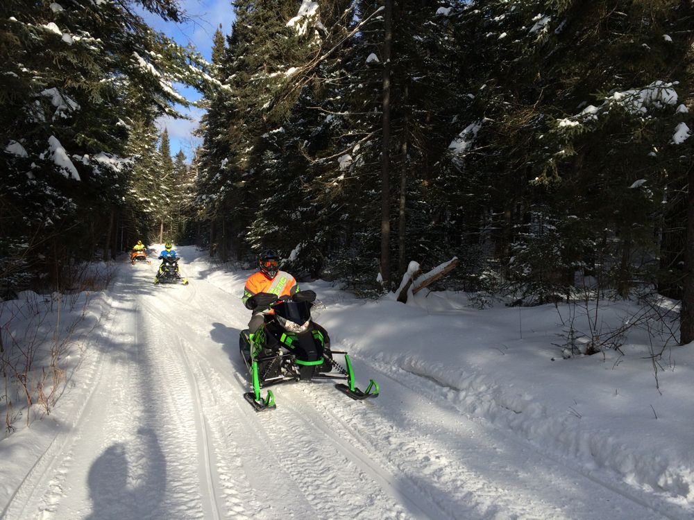 Snowmobiling on Jan. 1, 2017 along Minnesota's North Shore State Trail.