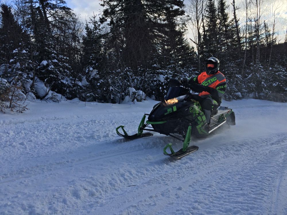Snowmobiling on Jan. 1, 2017 along Minnesota's North Shore State Trail.