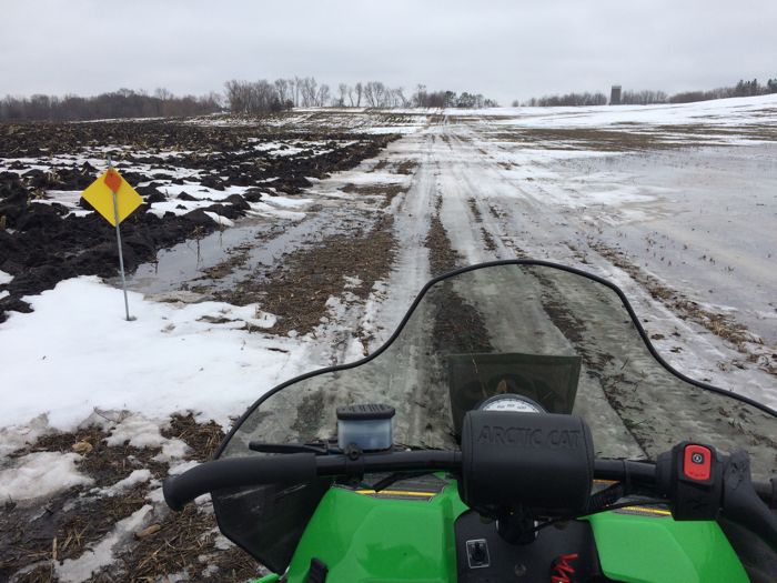 Not the best snowmobiling conditions this winter.