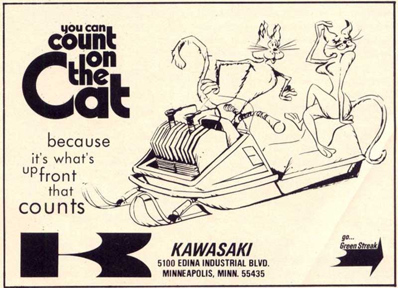 Kawasaki advertisement with Arctic Cat King Kat