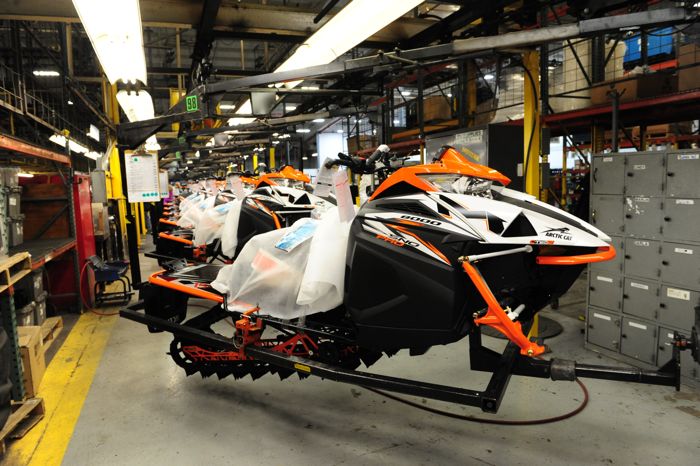 2018 Arctic Cat M8000 Sno Pro on the assembly line. Photo by ArcticInsider.com