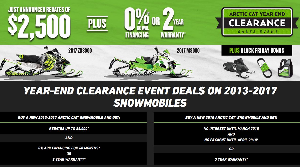 Arctic Cat snowmobile clearance sale