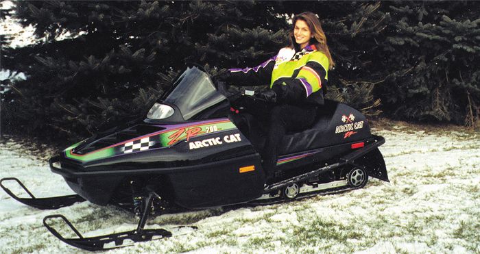 Model Cindy Crawford on an Arctic Cat ZR 700.